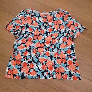 Charter Club Floral Print Supima Cotton T Shirt Womens XL Short Sleeve